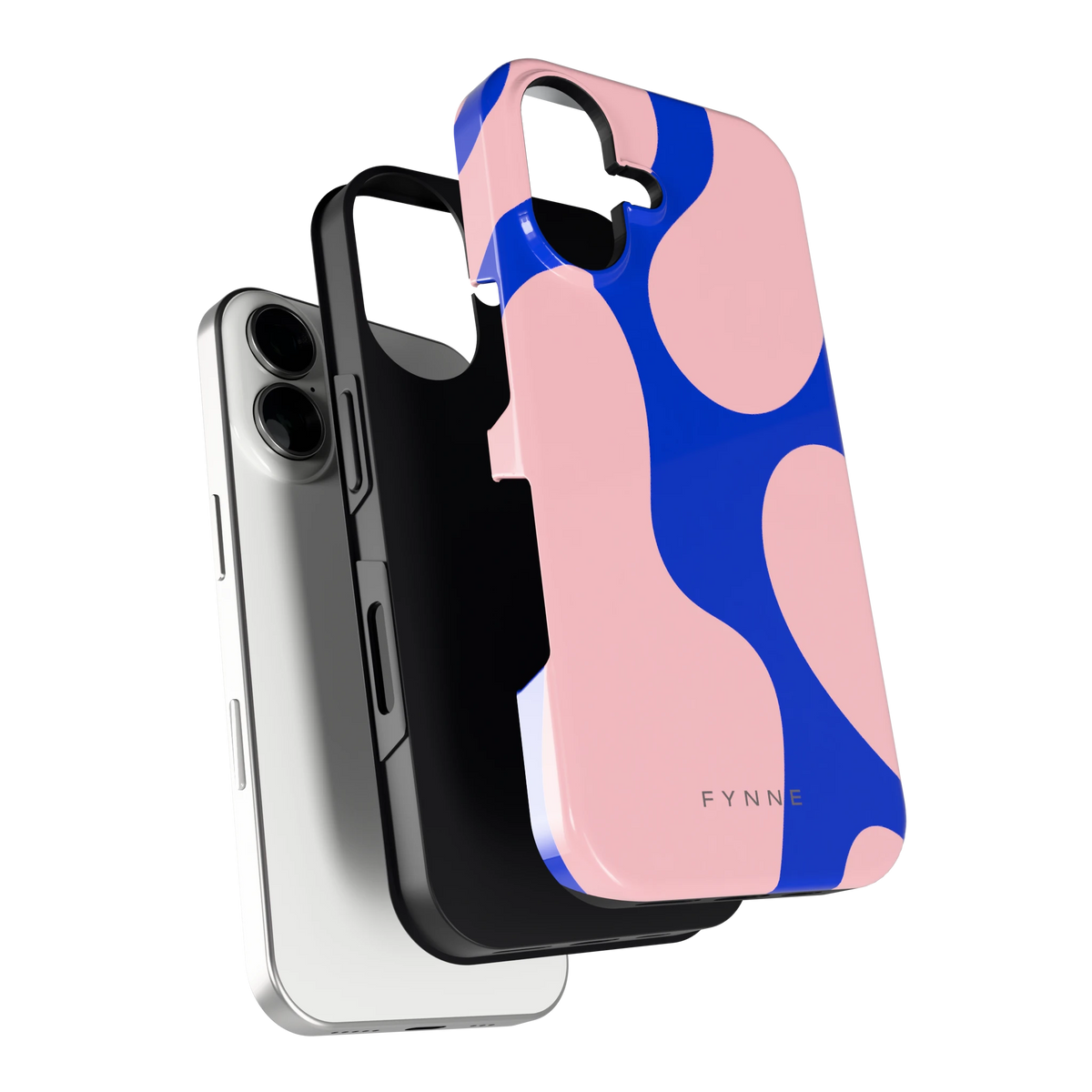 Roze Blauwe Blobs hoesje voor iPhone 16, los van de telefoon