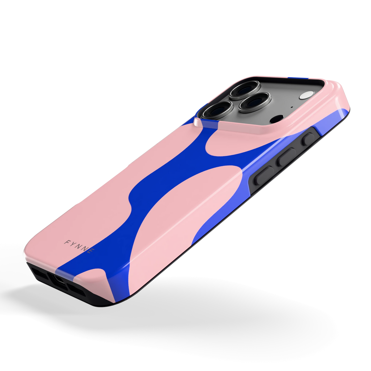 Roze Blauwe Blobs hoesje voor iPhone 17 Pro, schuin