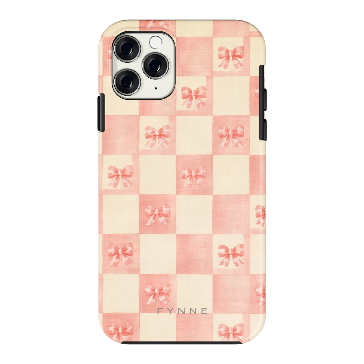 Roze strikjesgeruit hoesje voor iPhone 11 Pro, achterkant