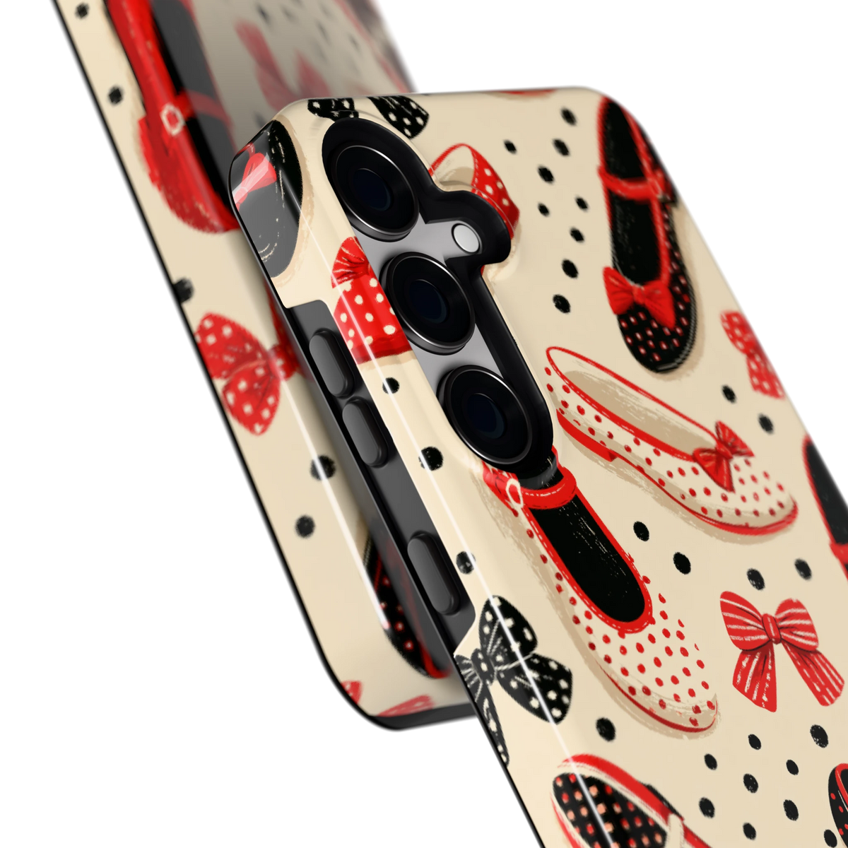 Stippen Ballerina's hoesje voor Galaxy S24+, close-up