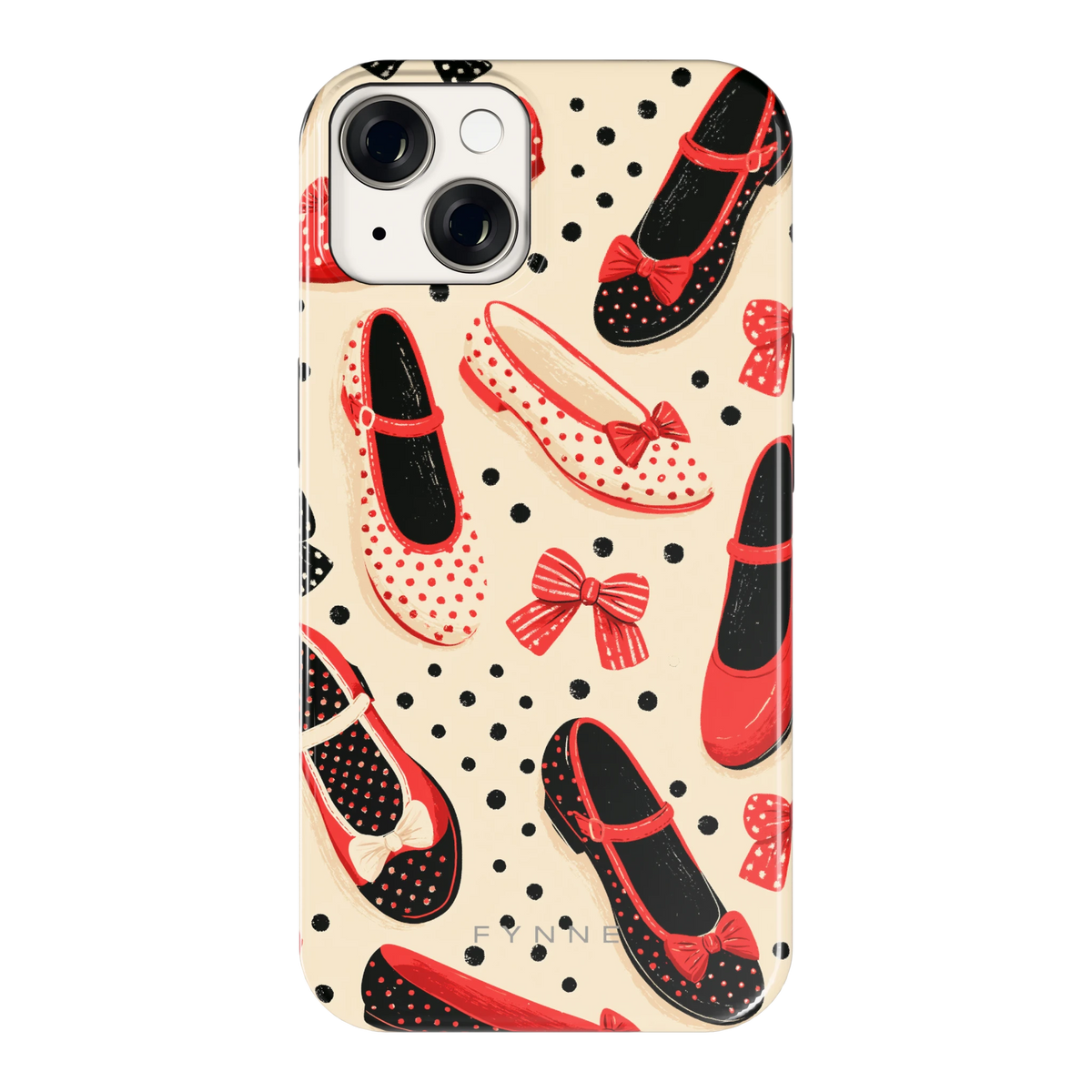 Stippen Ballerina's hoesje voor iPhone 14, achterkant