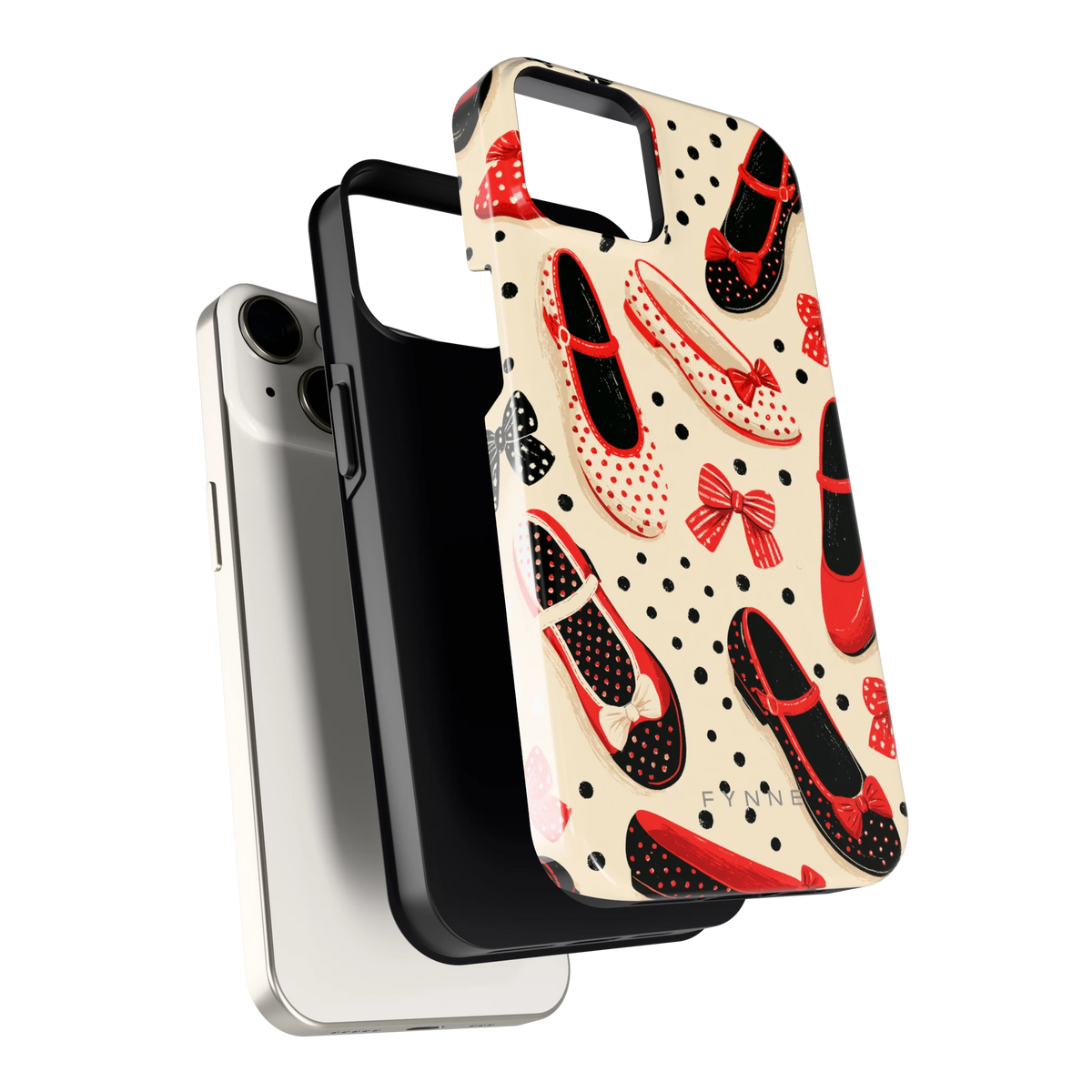 Stippen Ballerina's hoesje voor iPhone 14, los van de telefoon