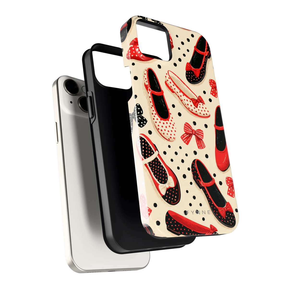 Stippen Ballerina's hoesje voor iPhone 14 Plus, los van de telefoon