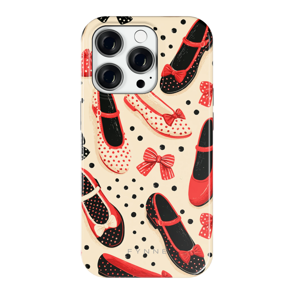 Stippen Ballerina's hoesje voor iPhone 14 Pro, achterkant