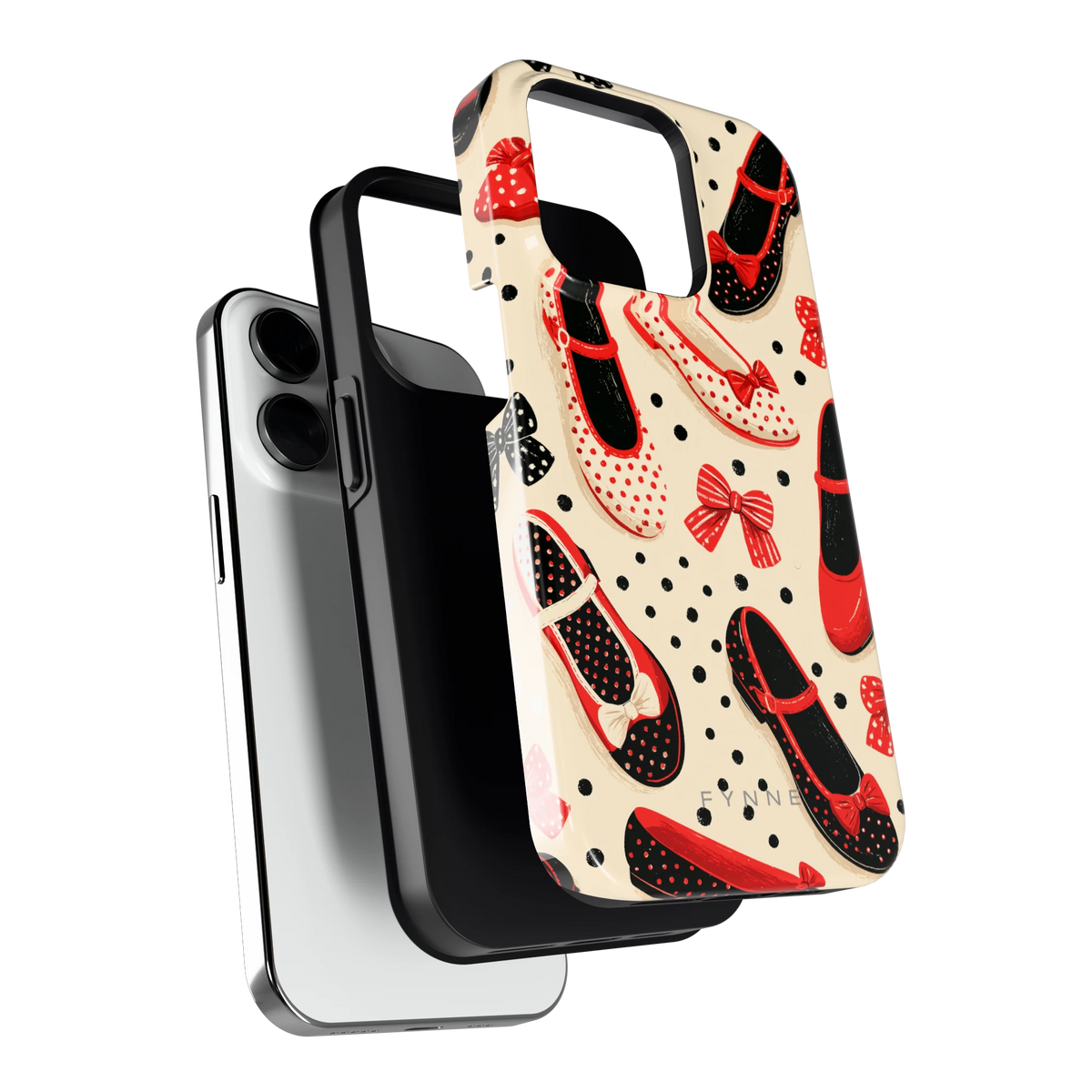Stippen Ballerina's hoesje voor iPhone 14 Pro, los van de telefoon