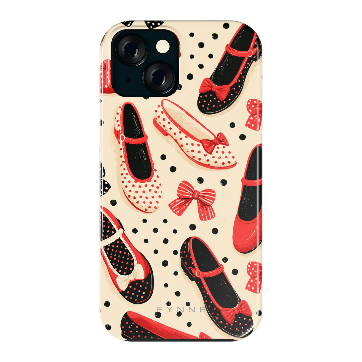 Stippen Ballerina's hoesje voor iPhone 15, achterkant