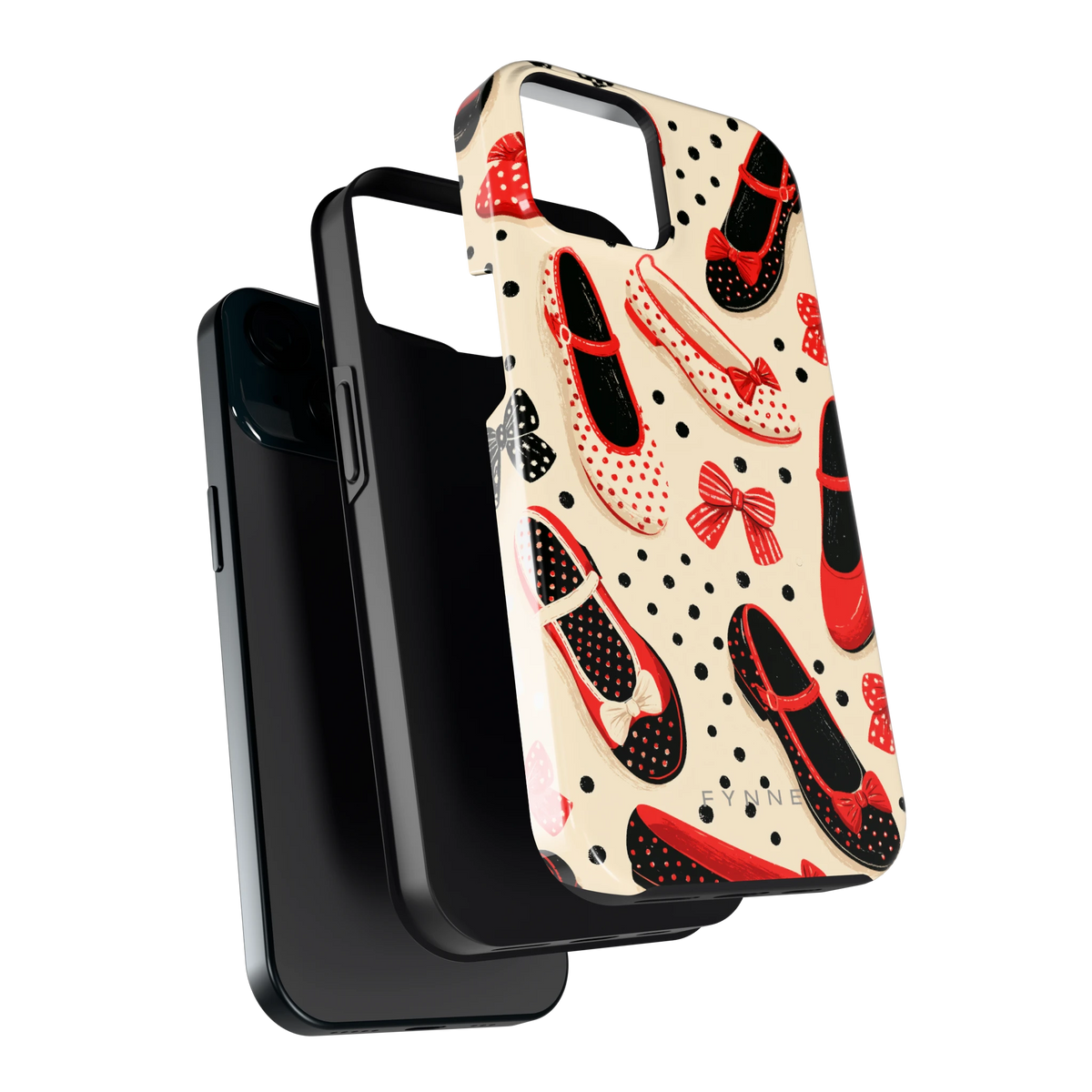 Stippen Ballerina's hoesje voor iPhone 15, los van de telefoon