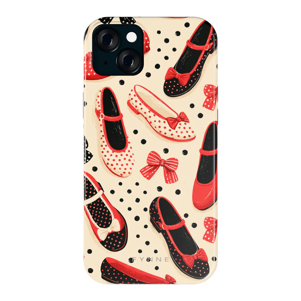 Stippen Ballerina's hoesje voor iPhone 15 Plus, achterkant