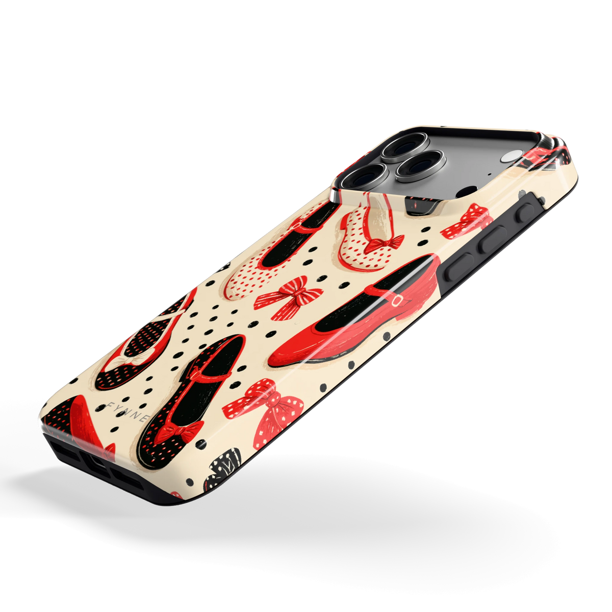 Stippen Ballerina's hoesje voor iPhone 18 Pro Max, schuin