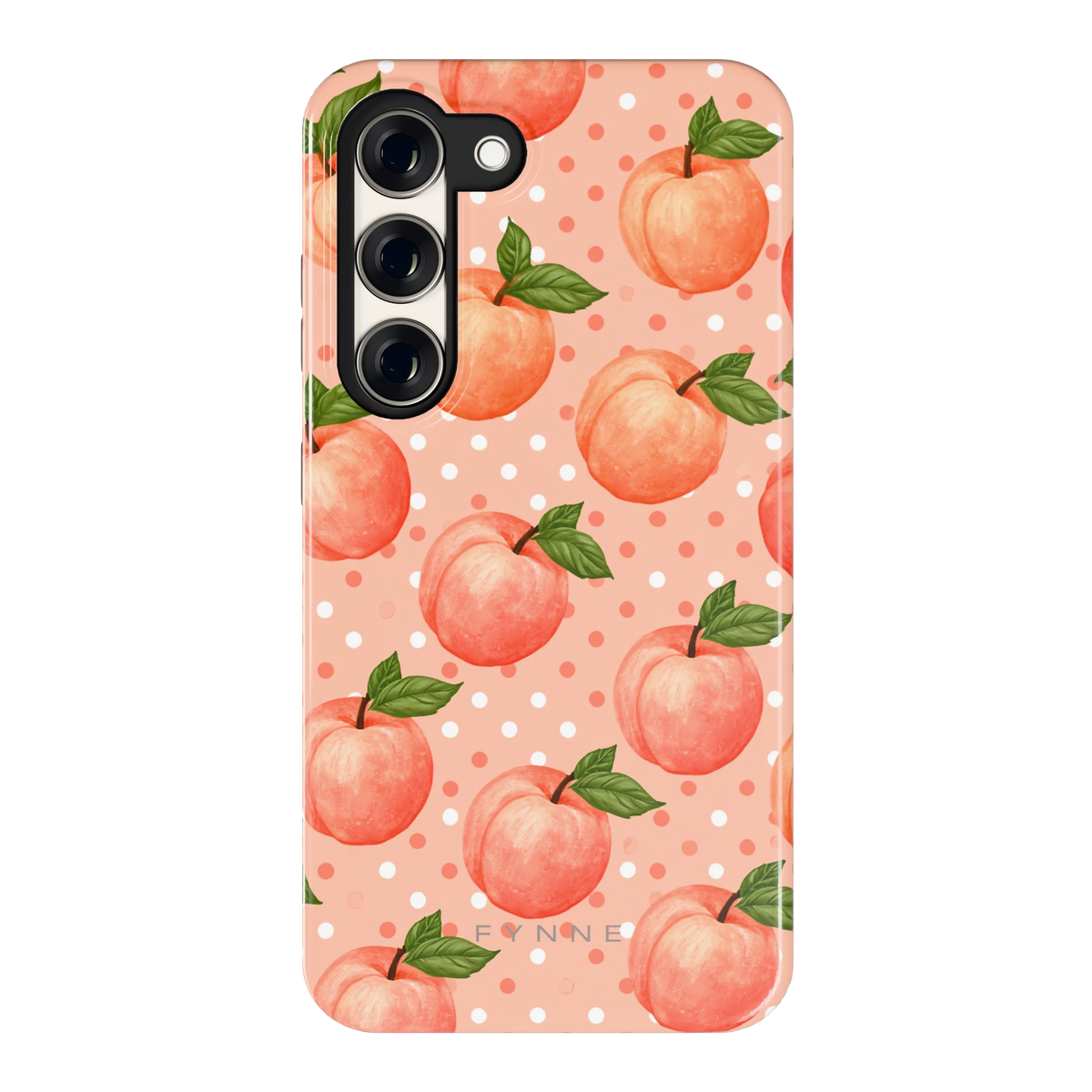 Perziken met stippen hoesje voor Galaxy S23, achterkant
