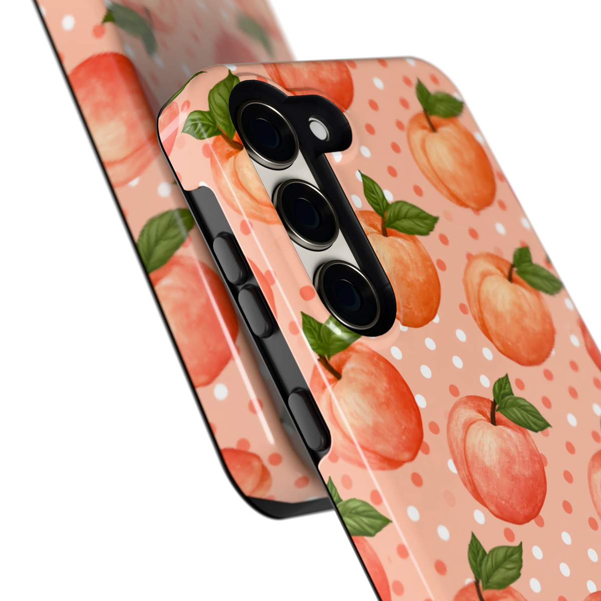 Perziken met stippen hoesje voor Galaxy S23, close-up