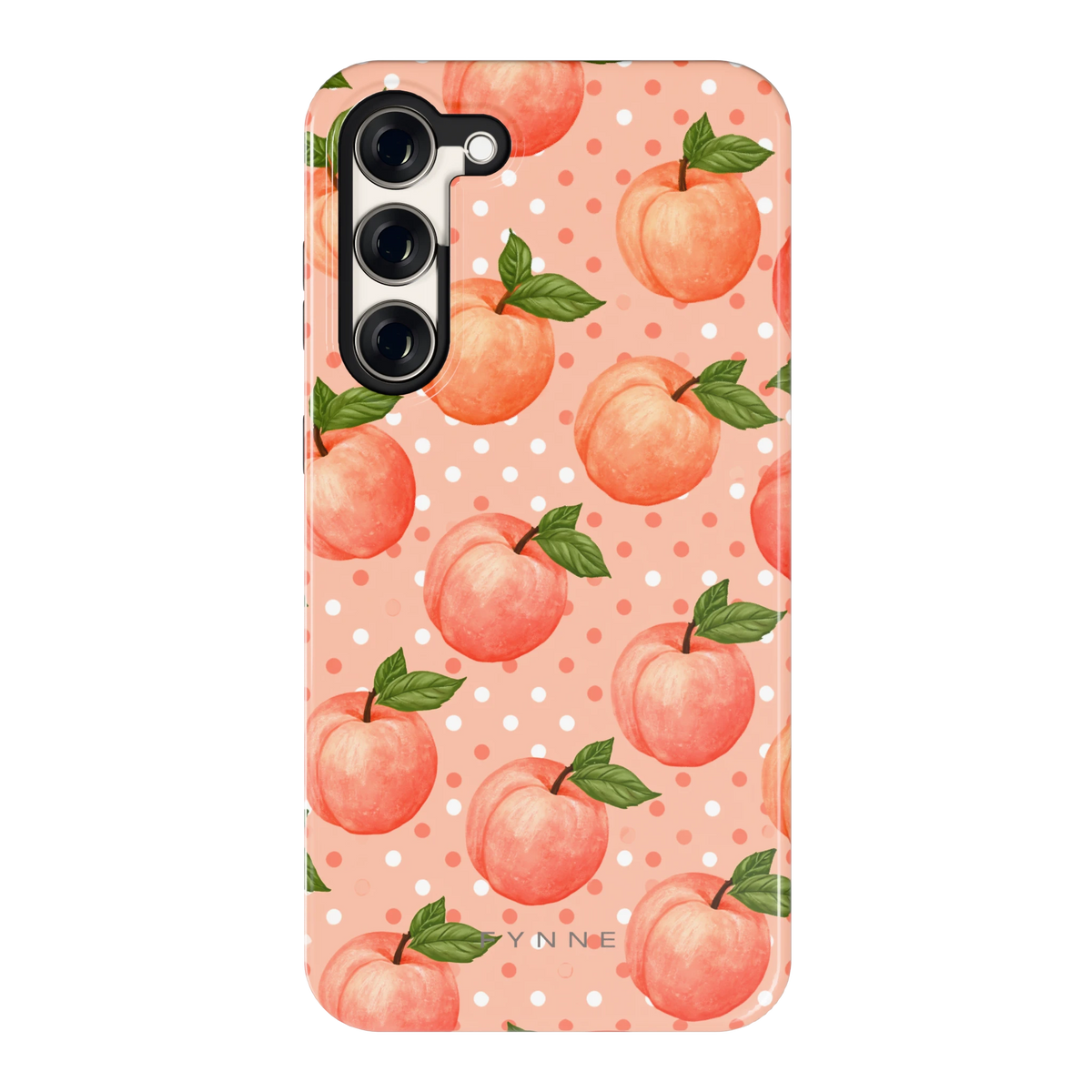 Perziken met stippen hoesje voor Galaxy S23+, achterkant