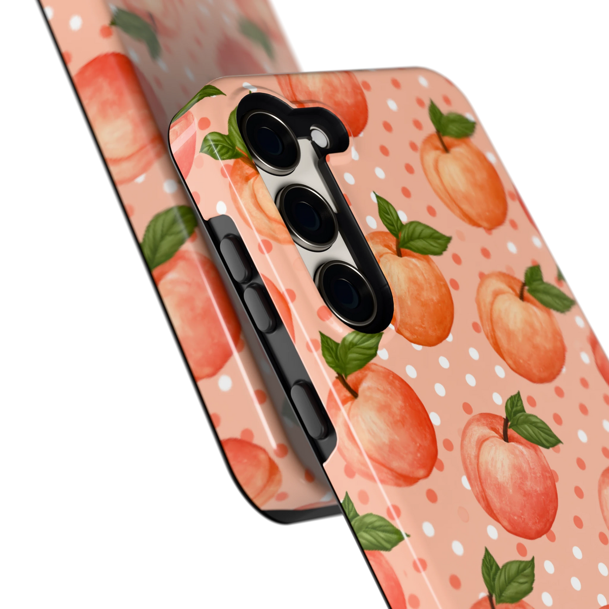 Perziken met stippen hoesje voor Galaxy S23+, close-up