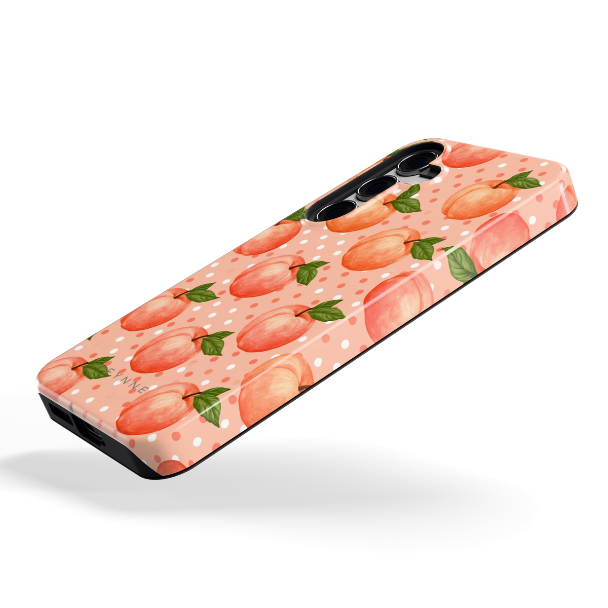 Perziken met stippen hoesje voor Galaxy S24, schuin