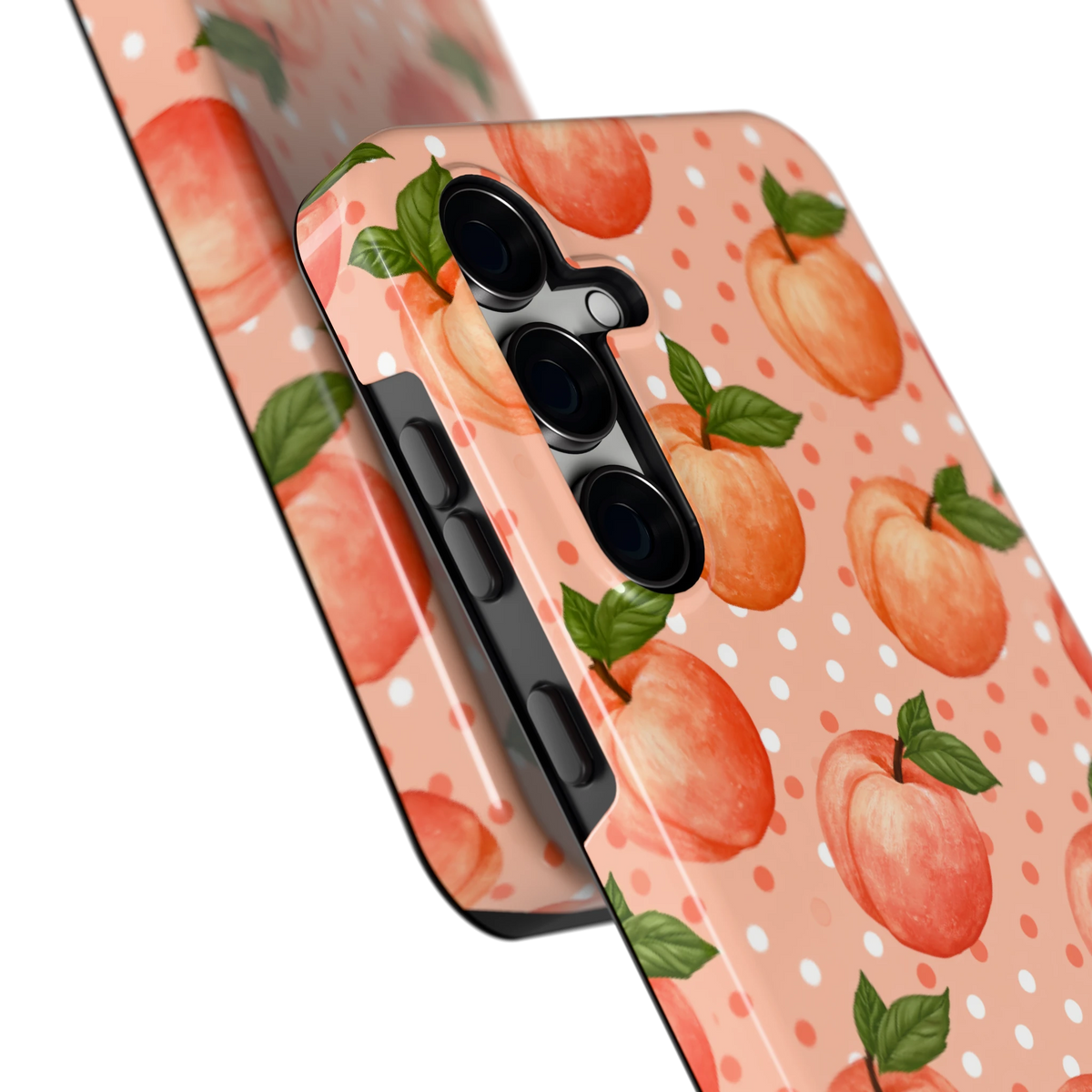 Perziken met stippen hoesje voor Galaxy S24 FE, close-up