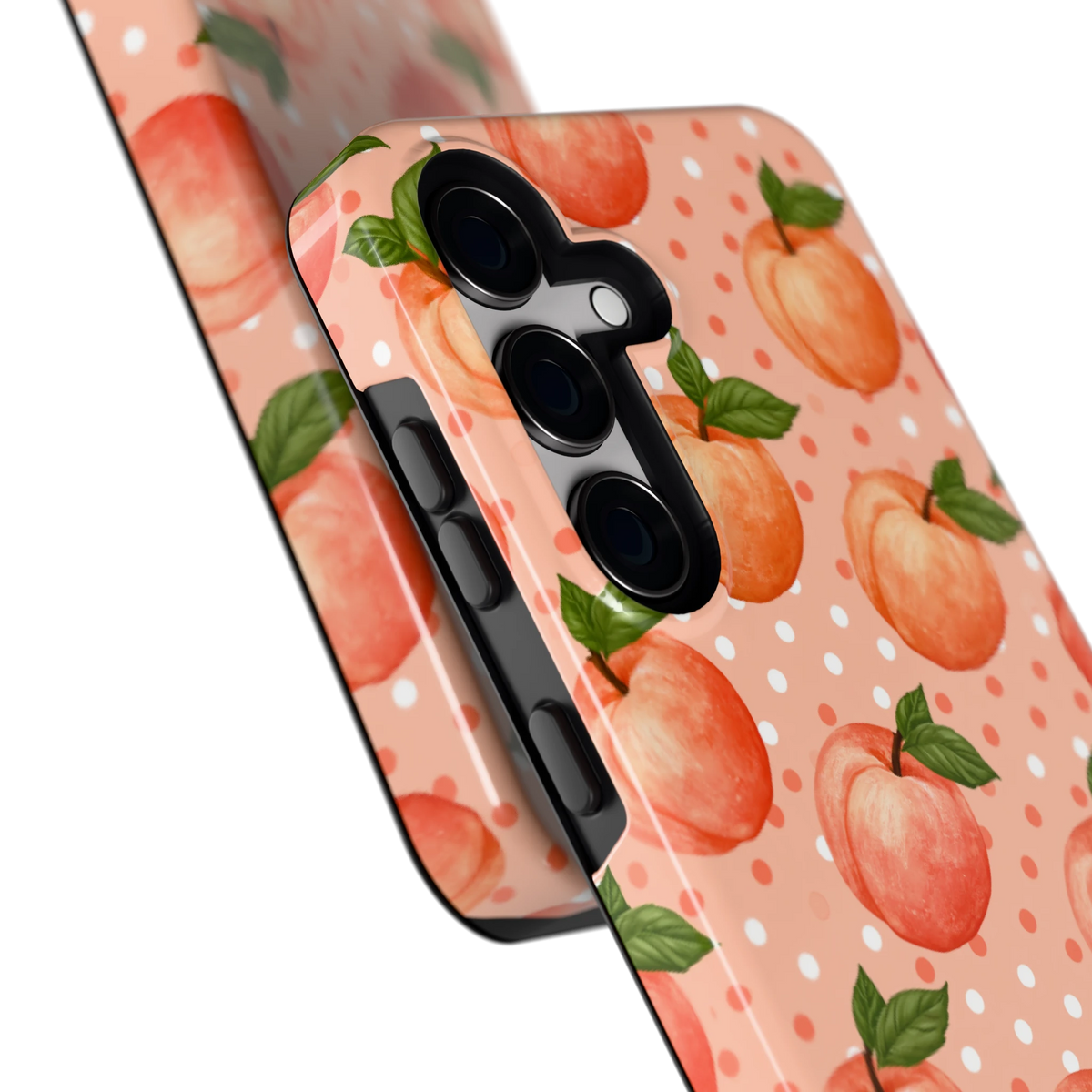 Perziken met stippen hoesje voor Galaxy S24, close-up