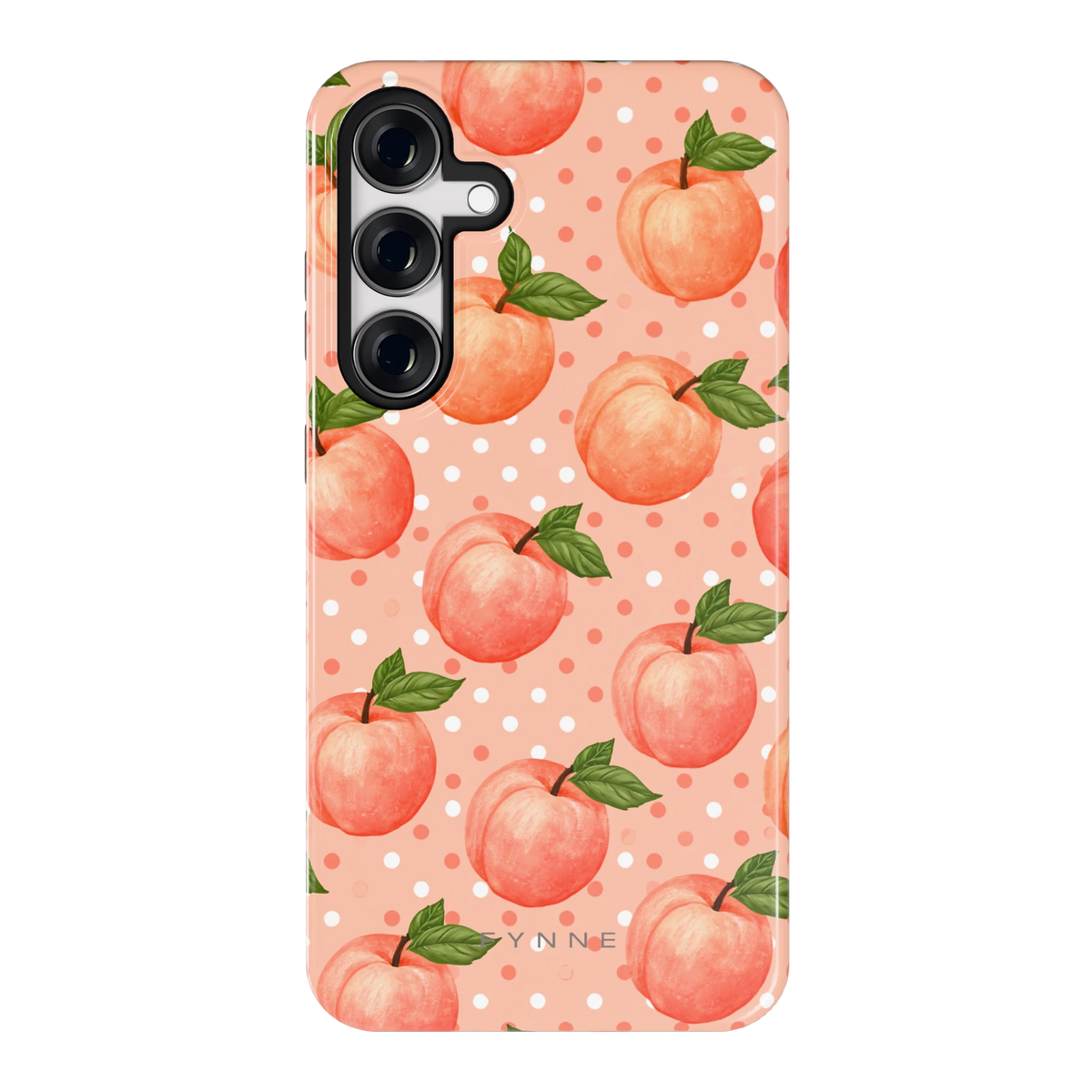 Perziken met stippen hoesje voor Galaxy S24+, achterkant