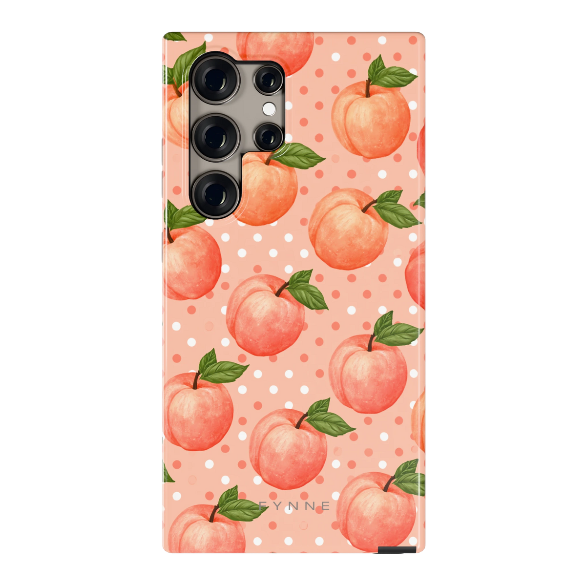 Perziken met stippen hoesje voor Galaxy S24 Ultra, achterkant