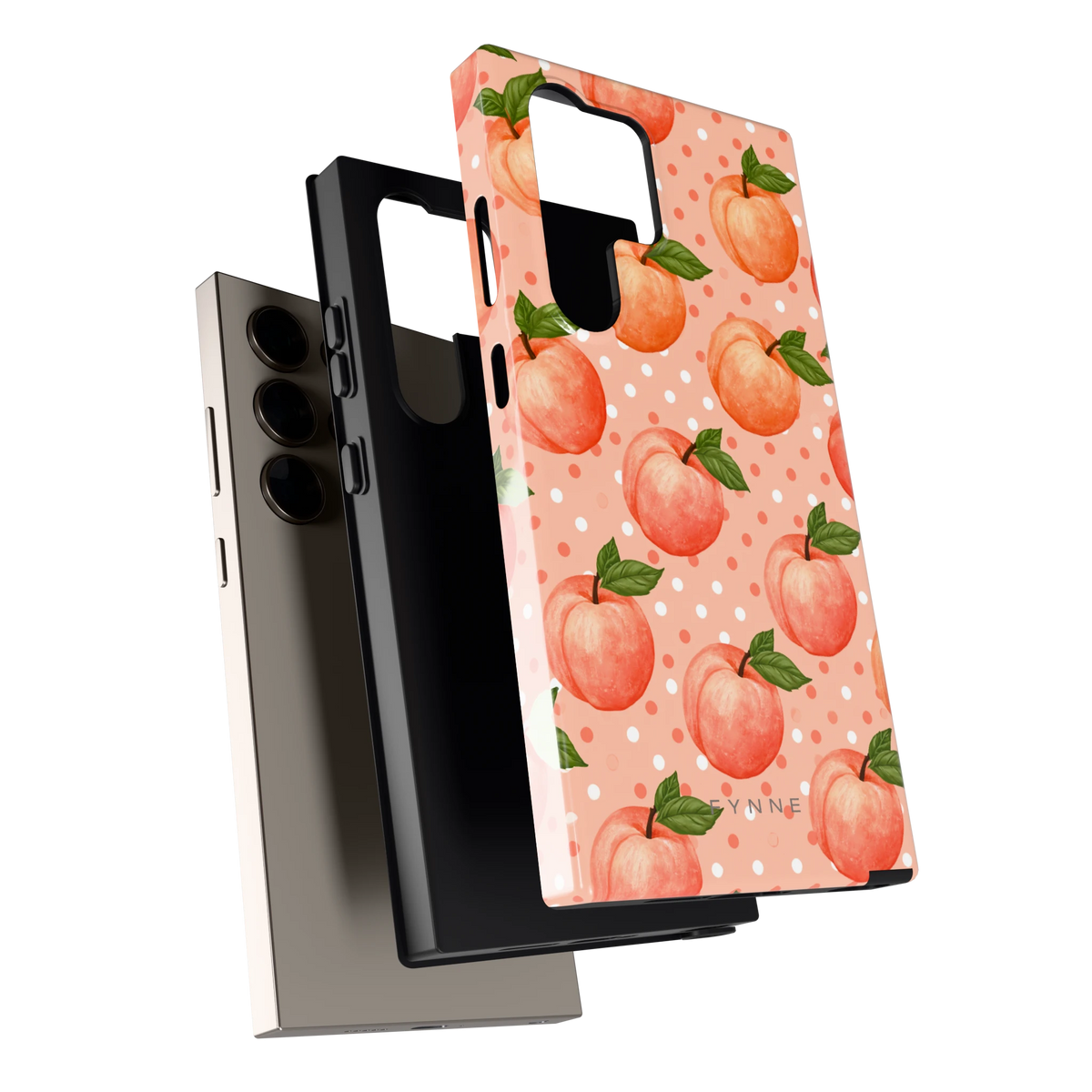 Perziken met stippen hoesje voor Galaxy S24 Ultra, los van de telefoon