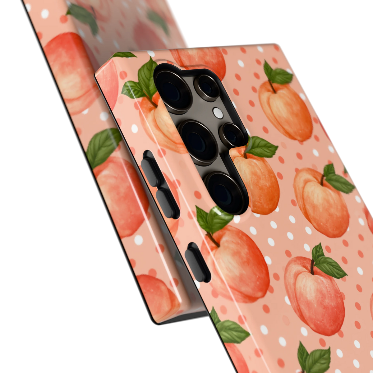 Perziken met stippen hoesje voor Galaxy S24 Ultra, close-up