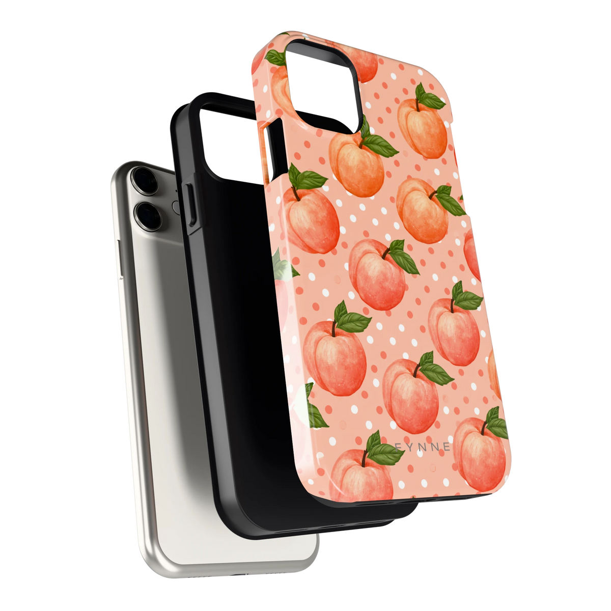 Perziken met stippen hoesje voor iPhone 11, los van de telefoon