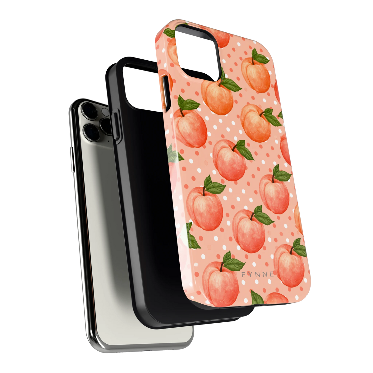 Perziken met stippen hoesje voor iPhone 11 Pro Max, los van de telefoon