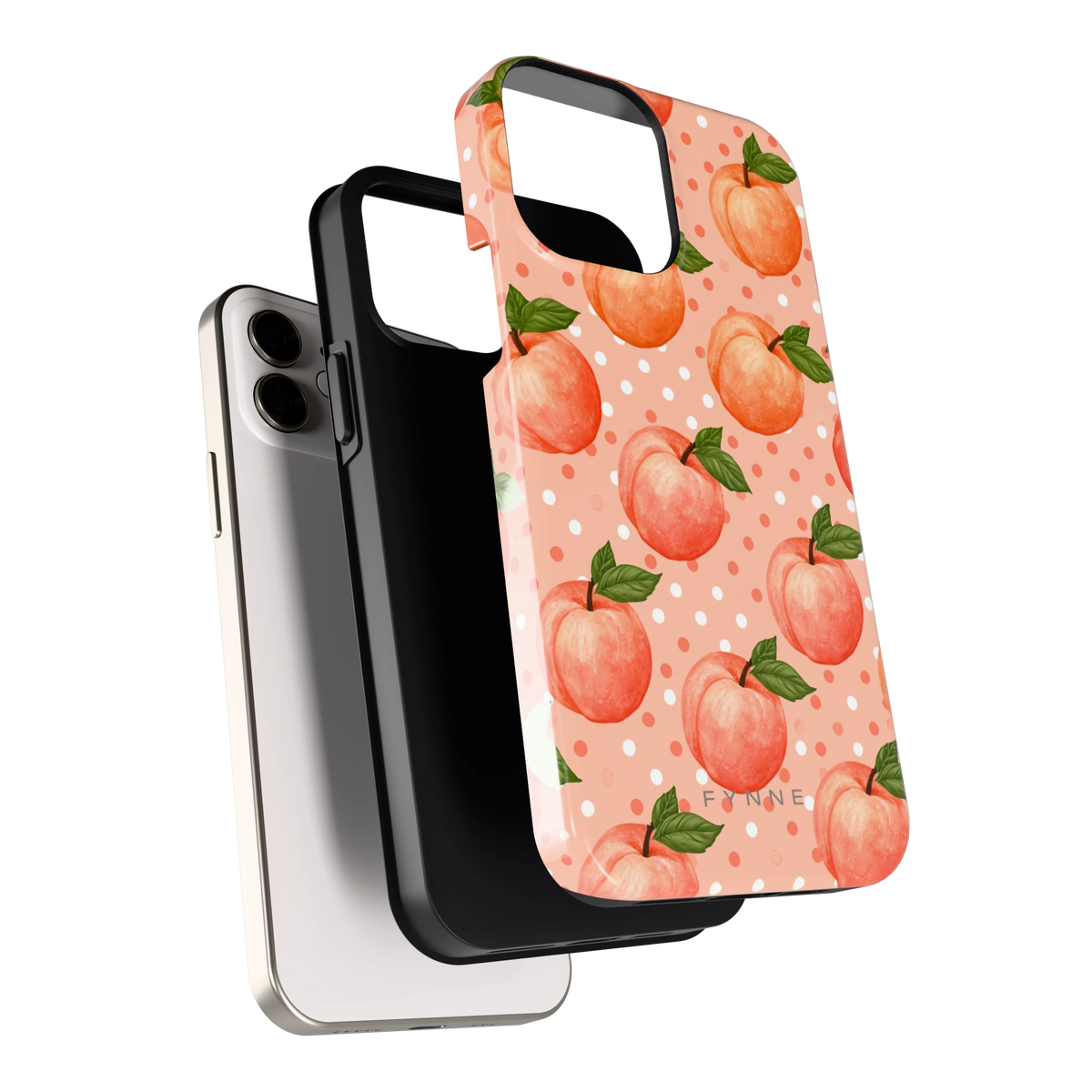 Perziken met stippen hoesje voor iPhone 12, los van de telefoon