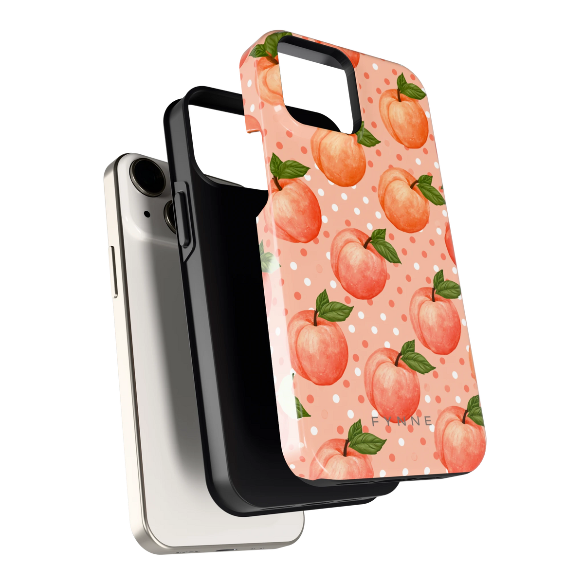 Perziken met stippen hoesje voor iPhone 13 mini, los van de telefoon