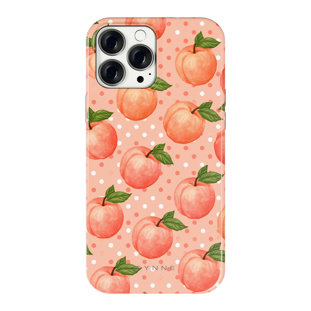 Perziken met stippen hoesje voor iPhone 13 Pro Max, achterkant