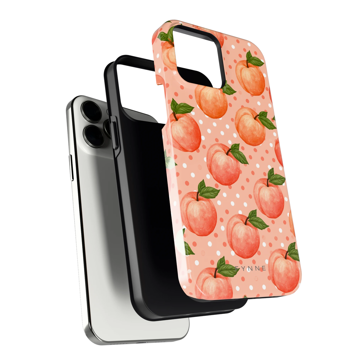 Perziken met stippen hoesje voor iPhone 13 Pro Max, los van de telefoon