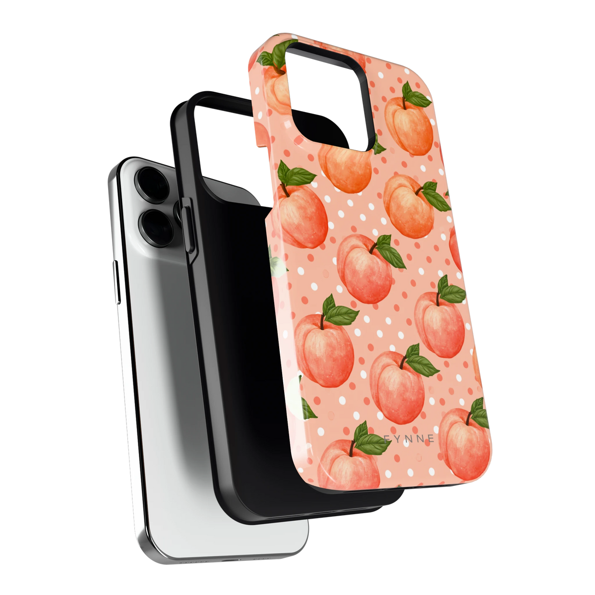 Perziken met stippen hoesje voor iPhone 14 Pro Max, los van de telefoon