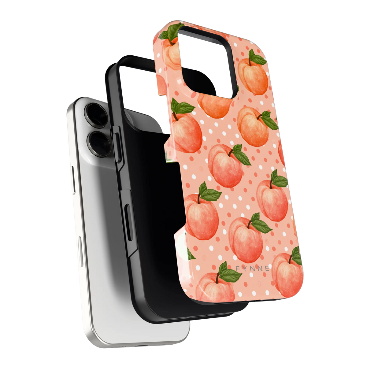 Perziken met stippen hoesje voor iPhone 16 Pro, los van de telefoon