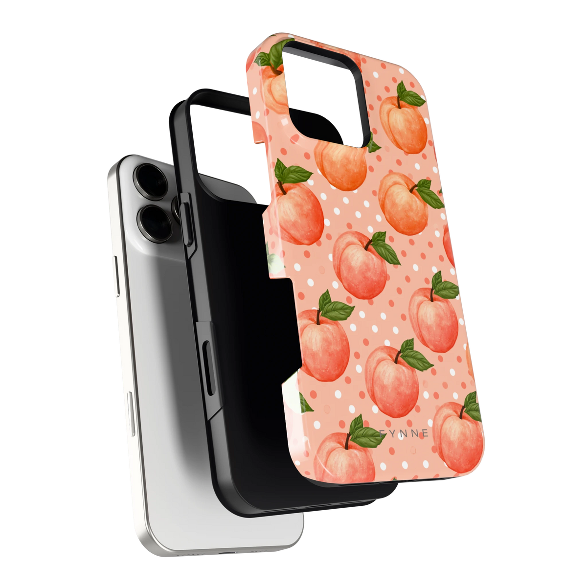 Perziken met stippen hoesje voor iPhone 16 Pro Max, los van de telefoon