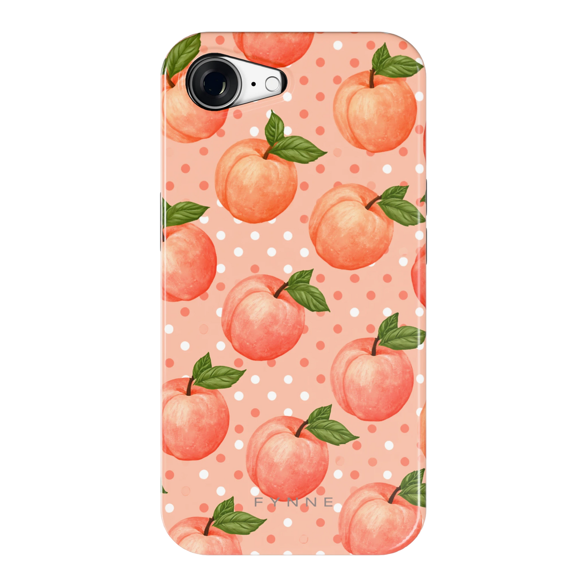 Perziken met stippen hoesje voor iPhone 16e, achterkant
