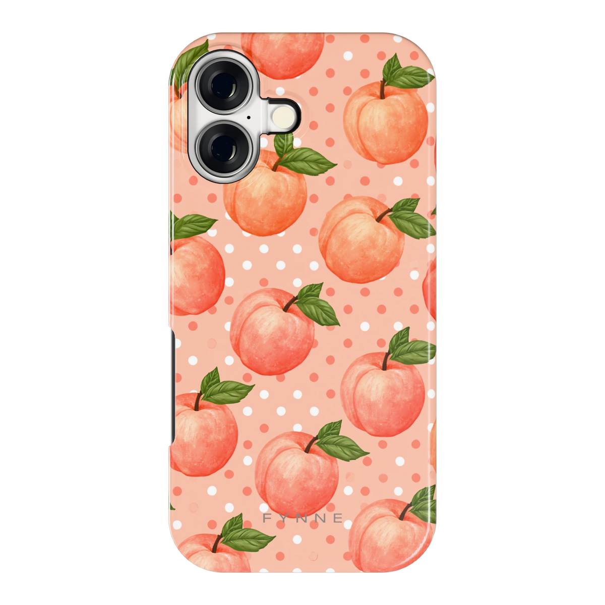 Perziken met stippen hoesje voor iPhone 17, achterkant