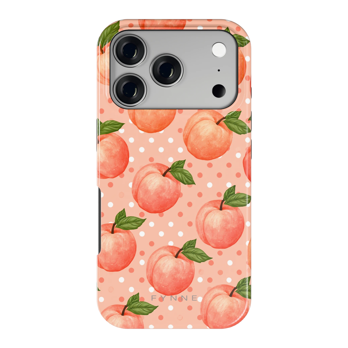 Perziken met stippen hoesje voor iPhone 17 Pro, achterkant