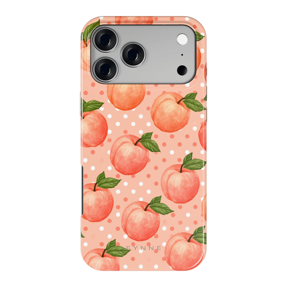 Perziken met stippen hoesje voor iPhone 17 Pro Max, achterkant