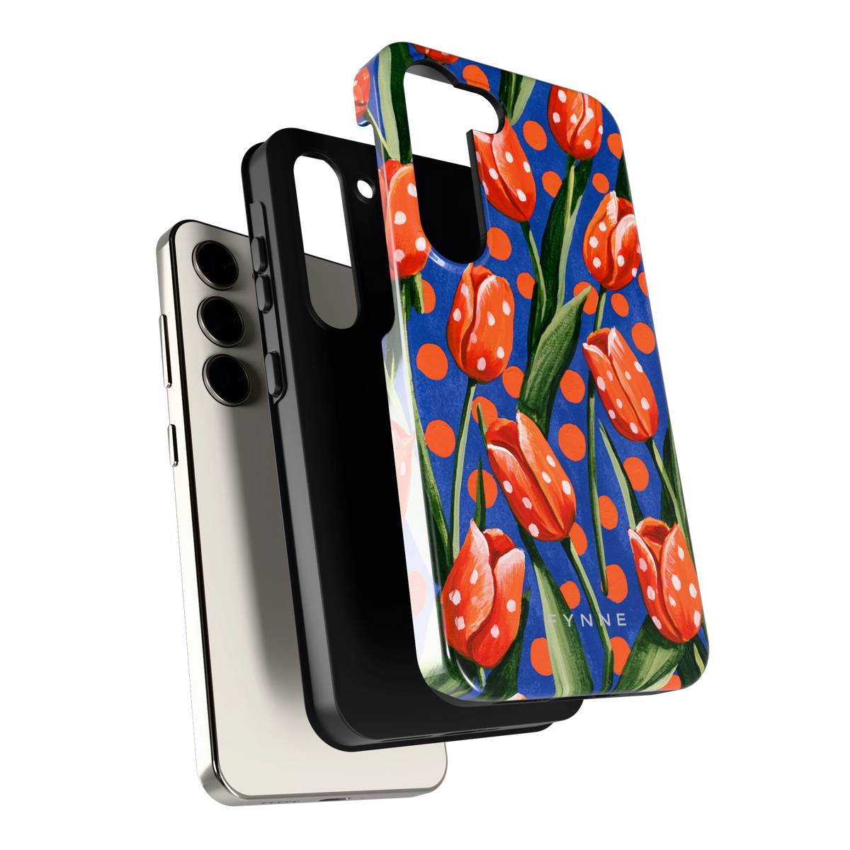 Tulpen met stippen hoesje voor Galaxy S23, los van de telefoon