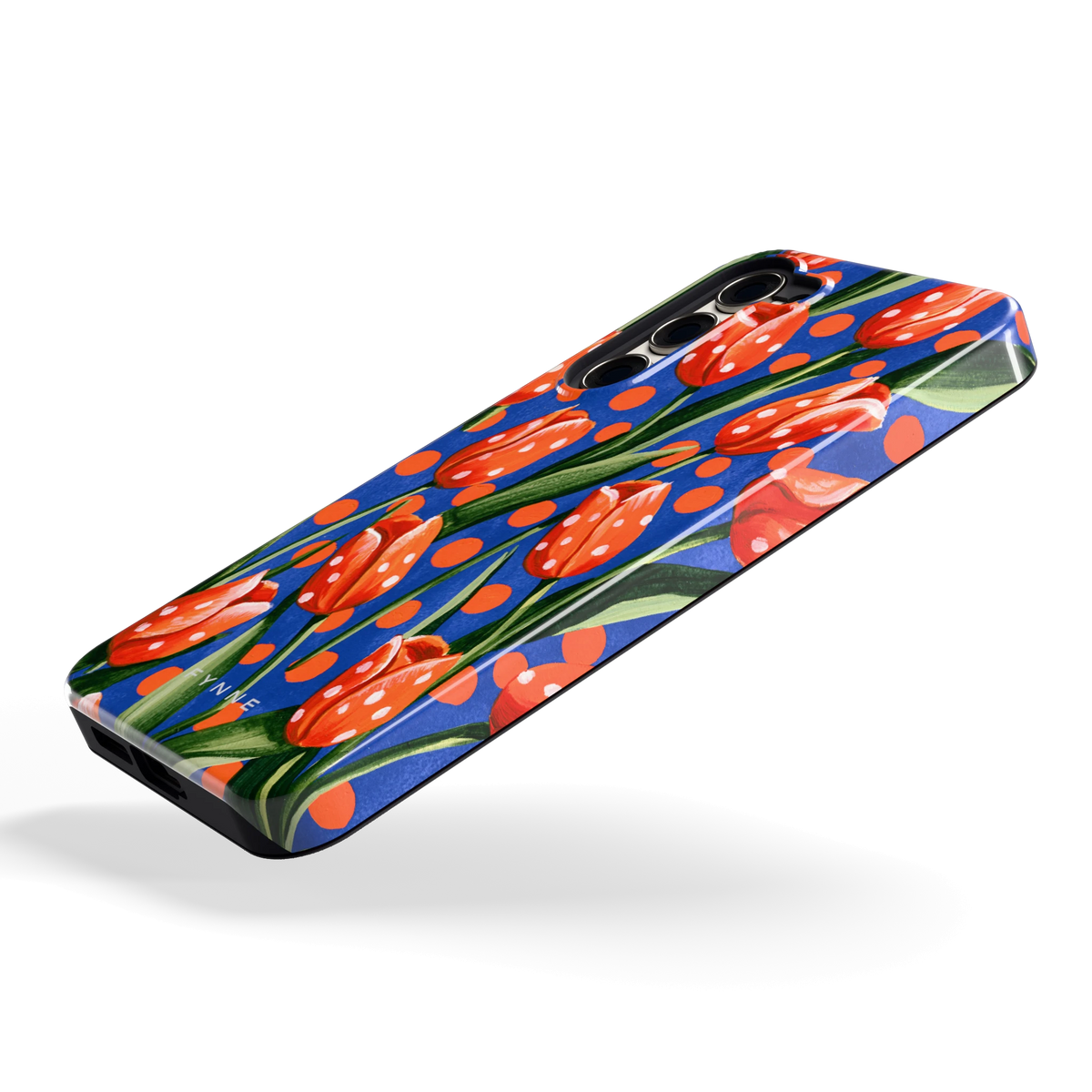 Tulpen met stippen hoesje voor Galaxy S23+, schuin