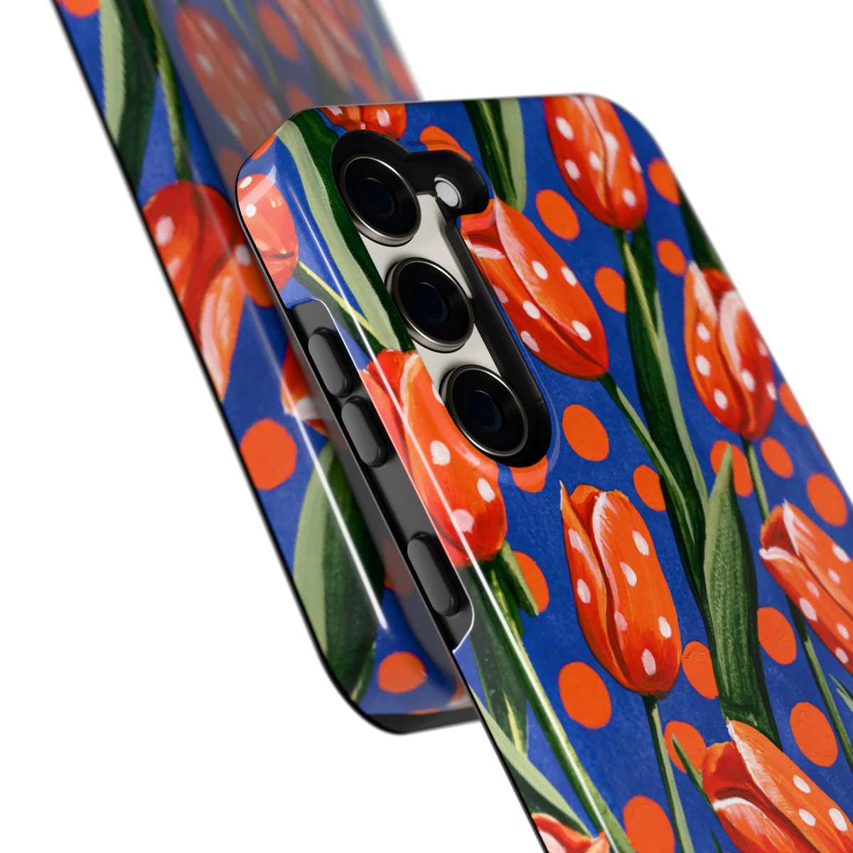 Tulpen met stippen hoesje voor Galaxy S23+, close-up
