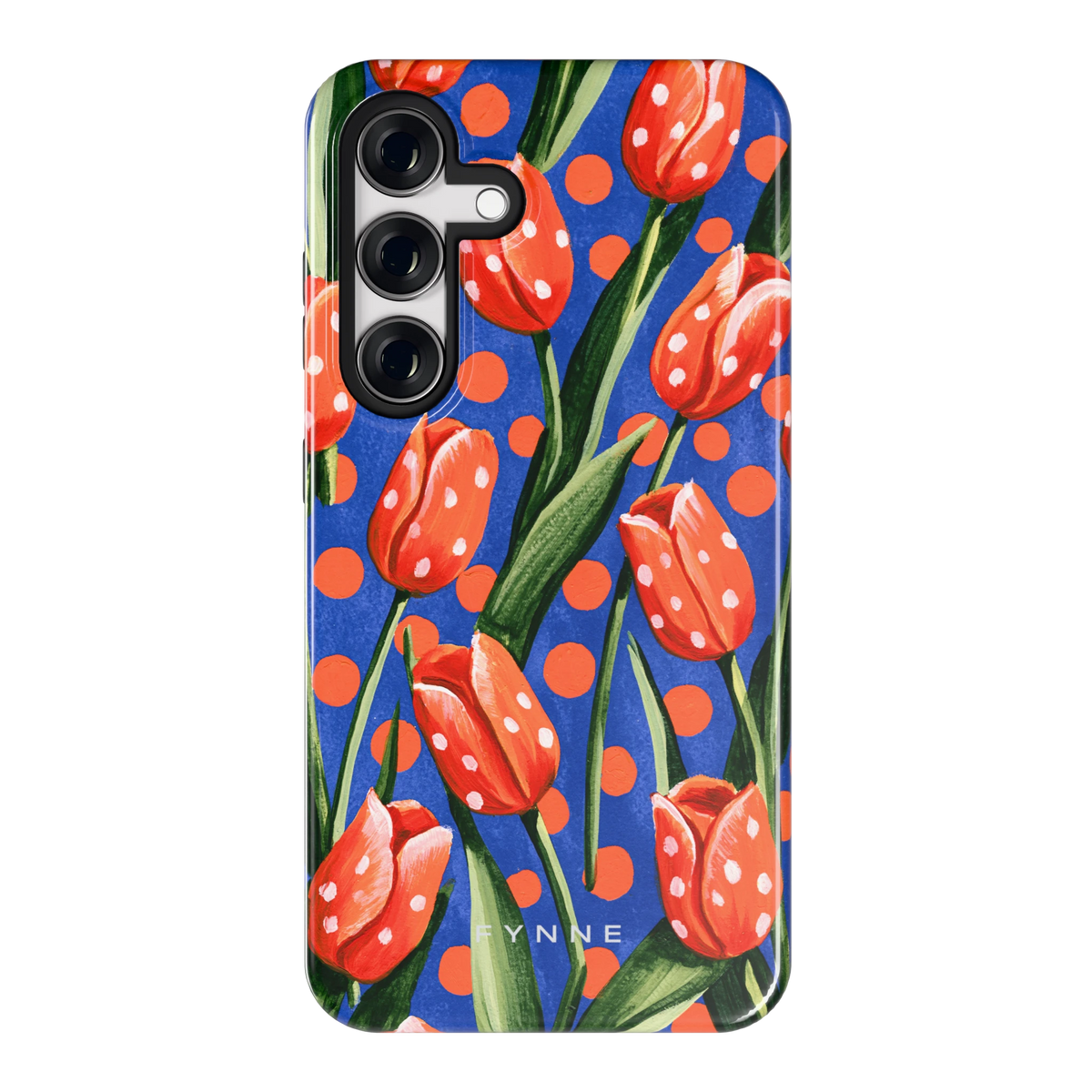 Tulpen met stippen hoesje voor Galaxy S24, achterkant