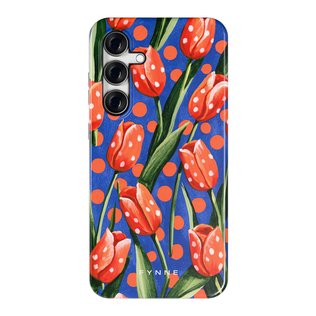 Tulpen met stippen hoesje voor Galaxy S24 FE, achterkant