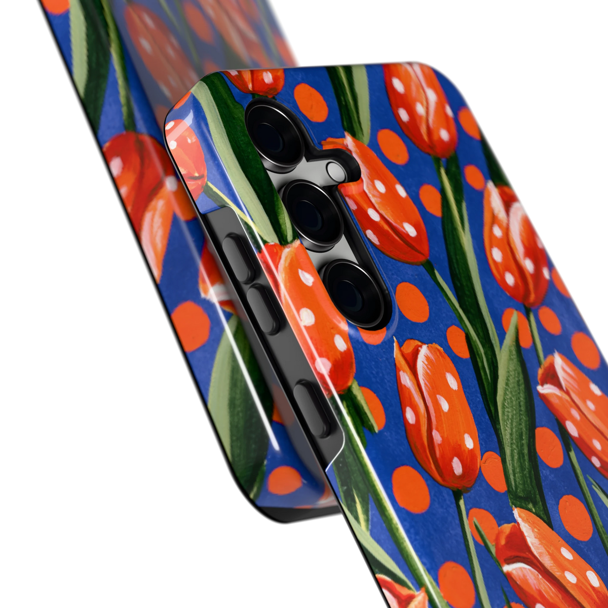 Tulpen met stippen hoesje voor Galaxy S24 FE, close-up