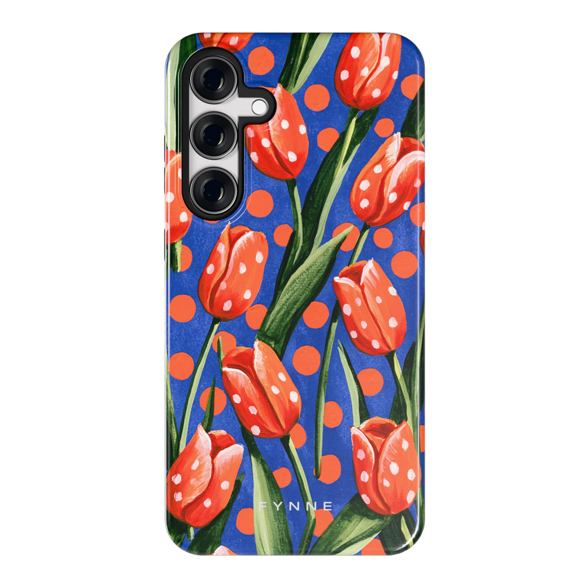 Tulpen met stippen hoesje voor Galaxy S24+, achterkant