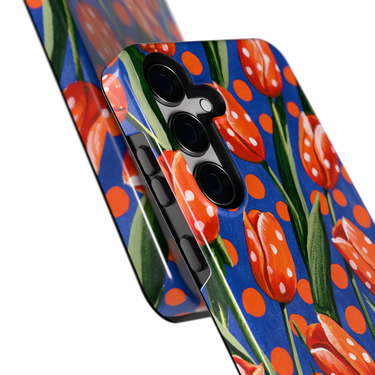 Tulpen met stippen hoesje voor Galaxy S24+, close-up