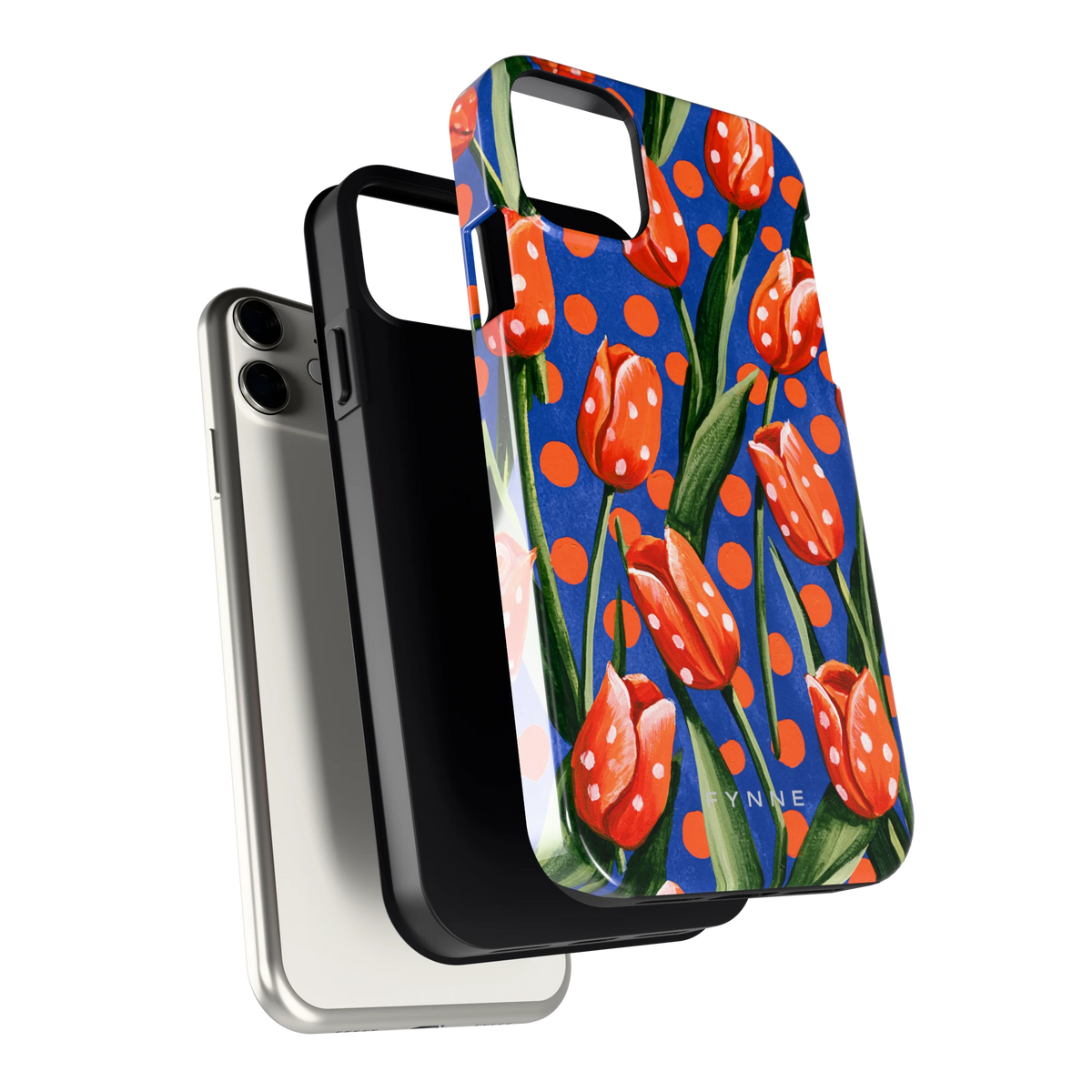 Tulpen met stippen hoesje voor iPhone 11, los van de telefoon