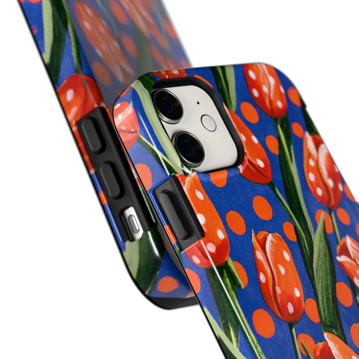 Tulpen met stippen hoesje voor iPhone 11, close-up