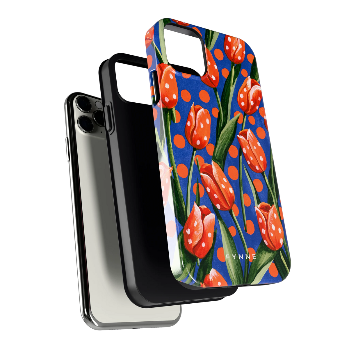 Tulpen met stippen hoesje voor iPhone 11 Pro Max, los van de telefoon