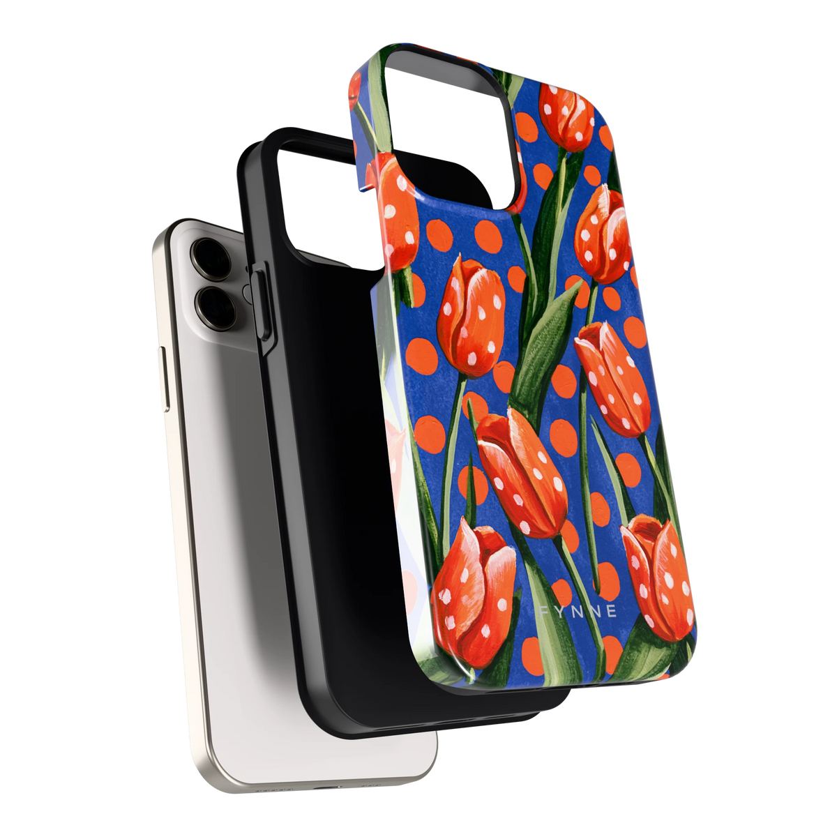 Tulpen met stippen hoesje voor iPhone 12, los van de telefoon