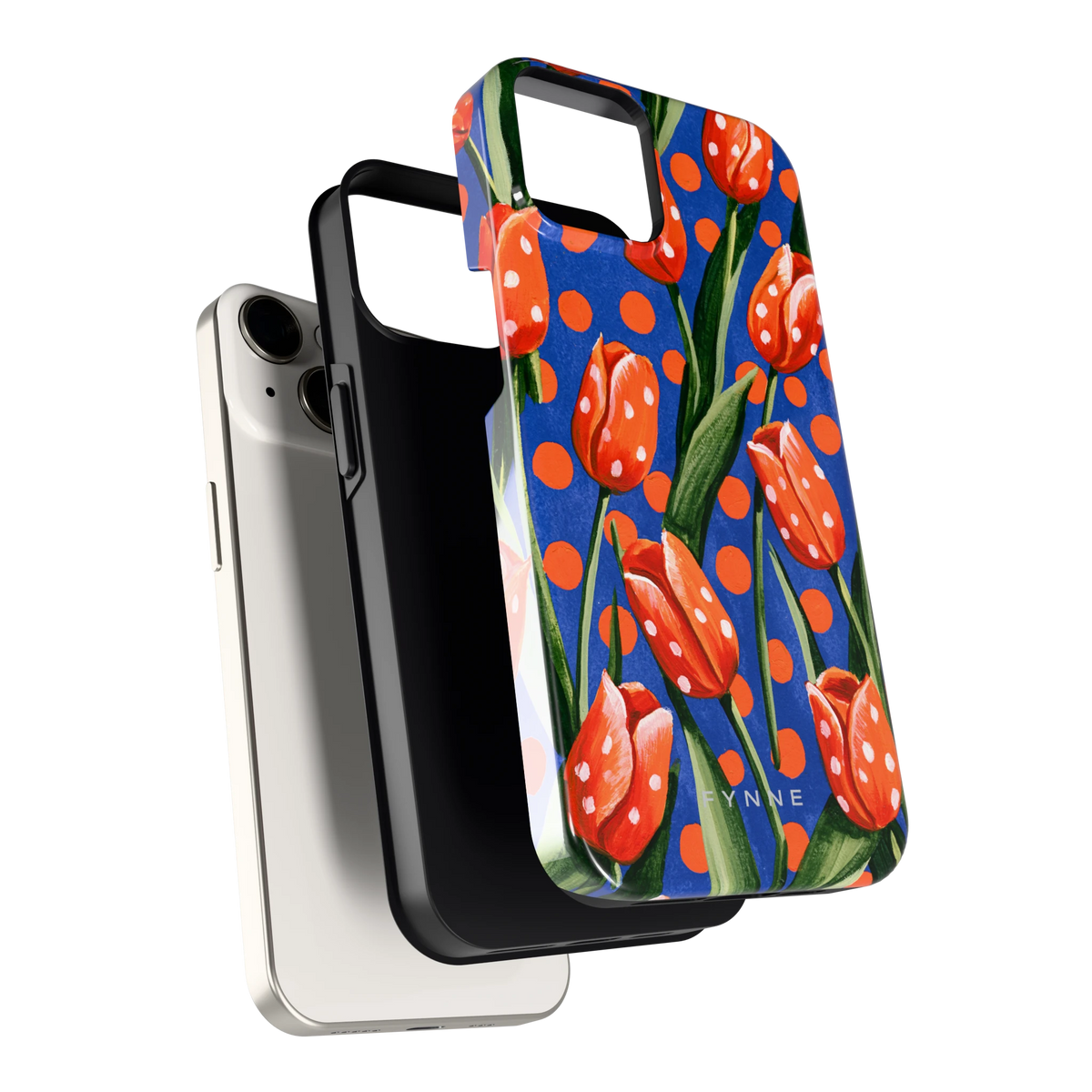 Tulpen met stippen hoesje voor iPhone 14, los van de telefoon